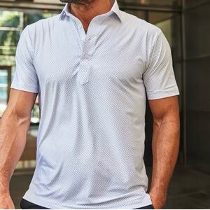 NWOT Collars & Co. Gray White Pulse Featherweight Relaxed Flex Polo Size Small